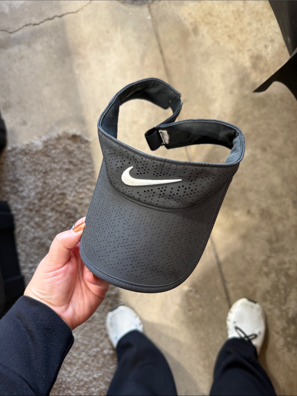 Nike Black Perforated Sport Visor with White Swoosh